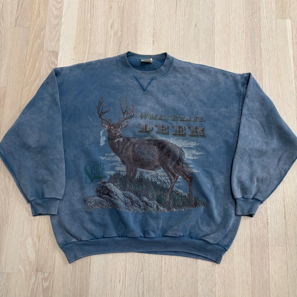 Spirit Lake Outfitters Sweatshirt Mens XXL Blue Good Whitetail Deer Graphic